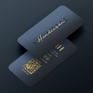 Elegant Blue Monogram Professional Modern  Business Card