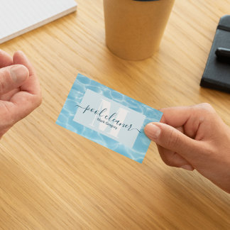 Elegant Blue Monogram Swimming Pool Cleaner  Business Card