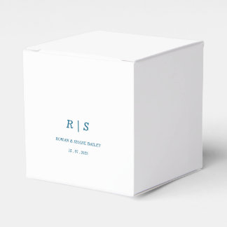 Elegant Blue Monogram Wedding Favour Box