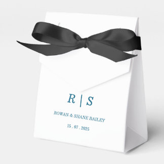 Elegant Blue Monogram Wedding Favour Box