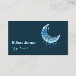 Elegant Blue Moon Watercolor Business Card