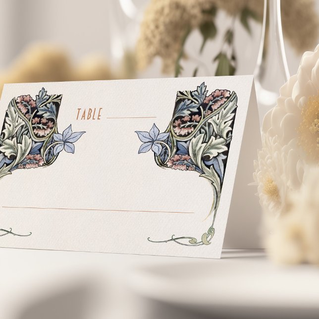 Elegant Blue Morris-Inspired Wedding Table Cards (Creator Uploaded)