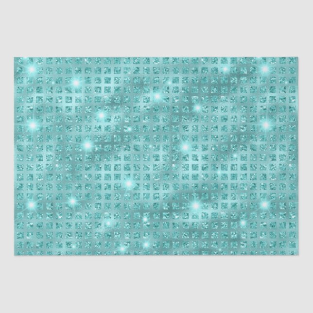 Elegant Blue Mosaic Metallic Glitter Pattern Tissue Paper (Front)