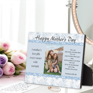Elegant Blue Mothers Day Bible Verse Photo Plaque