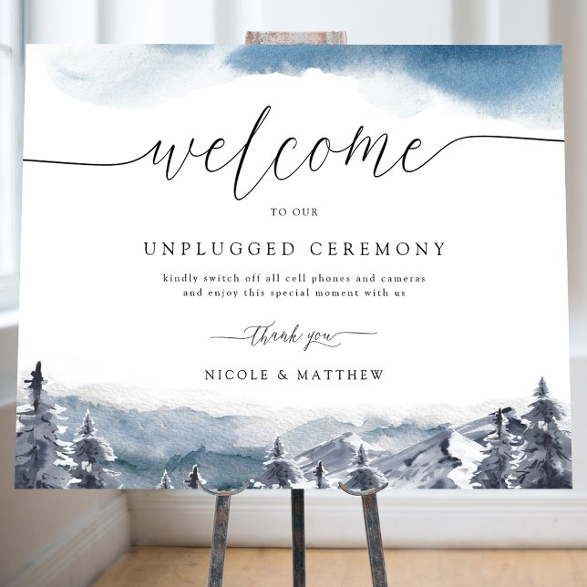 Elegant Blue Mountains Unplugged Ceremony Sign (Creator Uploaded)