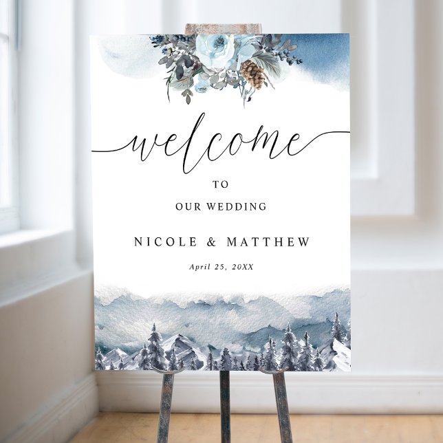 Elegant Blue Mountains Wedding Welcome Sign  (Creator Uploaded)