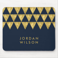 Elegant Blue Name Faux Gold Triangle Pattern