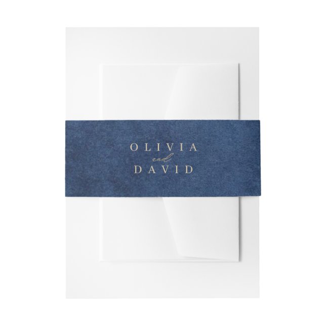 Elegant Blue Nautical Wedding Invitation Belly Band (Front Example)