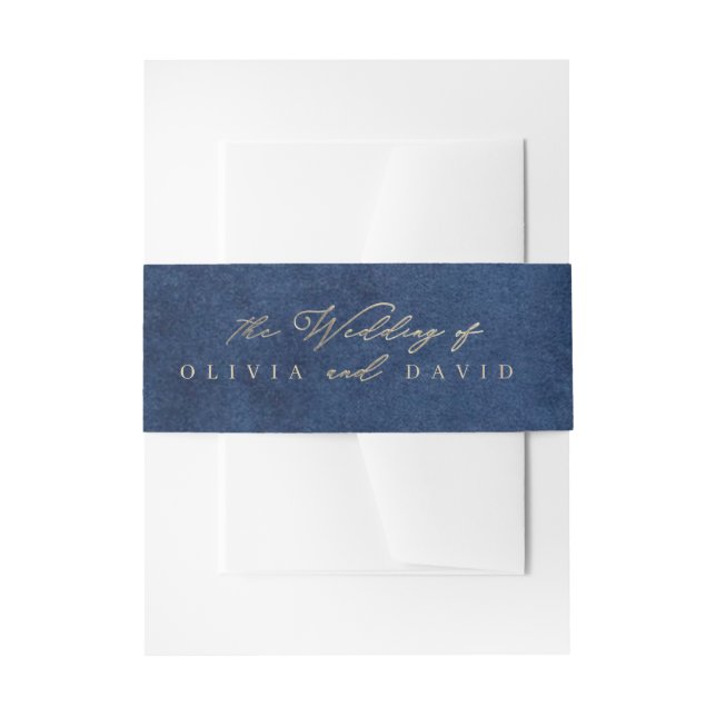 Elegant Blue Nautical Wedding Invitation Belly Band (Front Example)