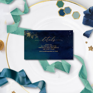 Elegant Blue, Navy Green Wedding Website /Details  Enclosure Card