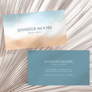 Elegant Blue Ocean Beach Shore Sand Business Card
