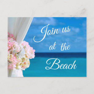 Elegant Blue Ocean Beach Summer Save the Date Announcement Postcard