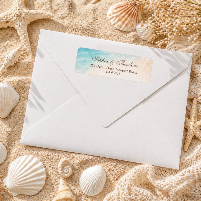 Elegant Blue Ocean Beach Wedding Address (Creator Uploaded)