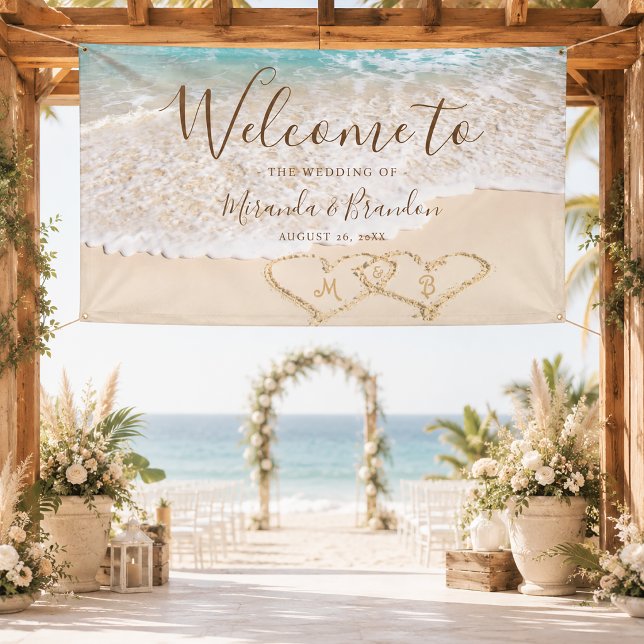 Elegant Blue Ocean Waves Tropical Beach Wedding Banner (Creator Uploaded)
