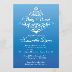 Elegant Blue Ombre Baby Shower Invitation