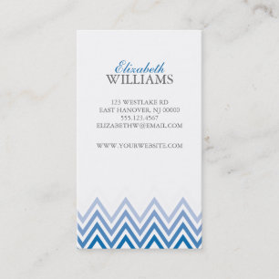 Elegant Blue Ombre Chevron Stripes Business Card