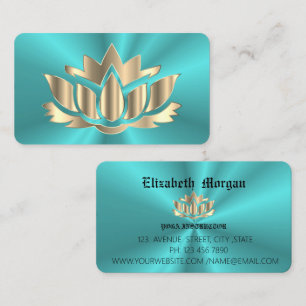 Elegant blue ombre lotus flower yoga business card