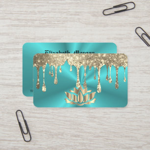 Elegant blue ombre lotus flower yoga business card