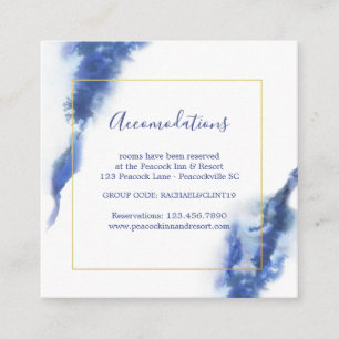 Elegant Blue Ombre Marble Wedding Accommodations Enclosure Card