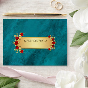 Elegant Blue Opulence Gold Luxury Royal  Envelope