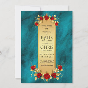 Elegant Blue Opulence gold luxury royal Invitation
