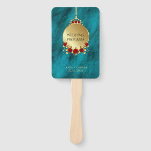 Elegant Blue Opulence Gold Luxury Royal Program  Hand Fan