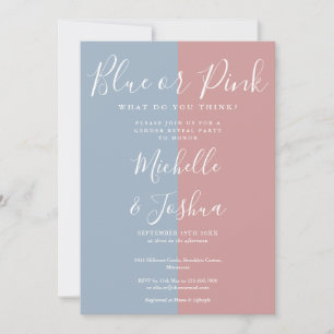 Elegant Blue Or Pink Gender Reveal Party Invitation