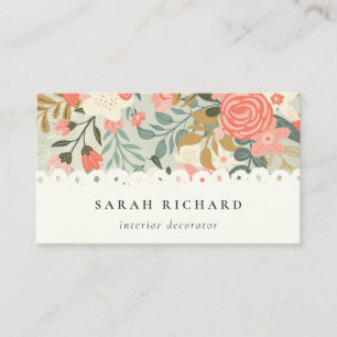 Elegant  Blue Orange Blush Lace Ambrosia Floral Business Card