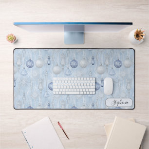 Elegant Blue Ornament Pattern Desk Mat Custom
