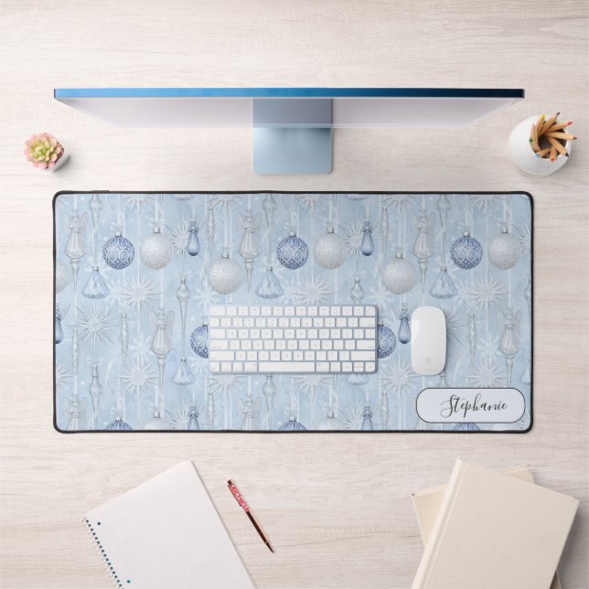 Elegant Blue Ornament Pattern Desk Mat Custom (Office 1)