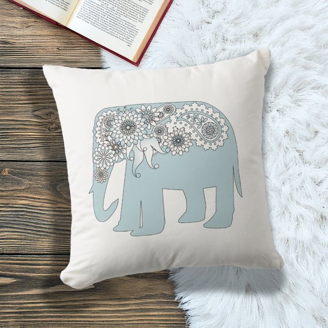 Elegant Blue Paisley Elephant Cushion (Creator Uploaded)