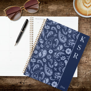 Elegant Blue Paisley Planner