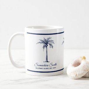 Elegant Blue Palm Tree Personalised Coffee Mug