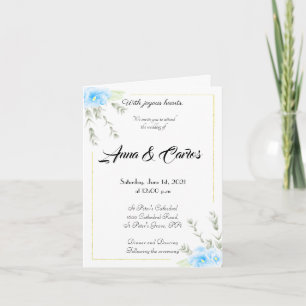 Elegant Blue Pansy flower wedding Invit Invitation