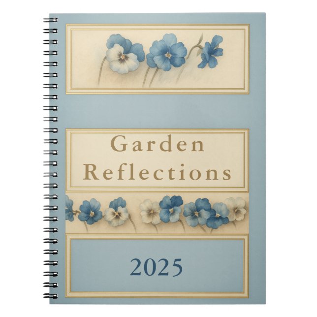 Elegant Blue Pansy Watercolour Notebook — Garden  (Front)