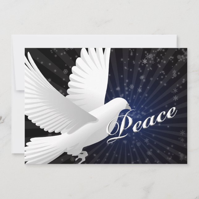 elegant blue peace dove seasons Greetings Holiday Card (Front)