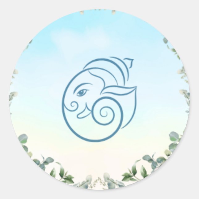 Elegant Blue Peacock Floral Botanical Wedding Classic Round Sticker (Front)