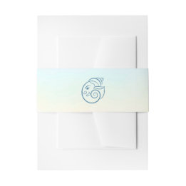 Elegant Blue Peacock Floral Wedding Invitation Belly Band