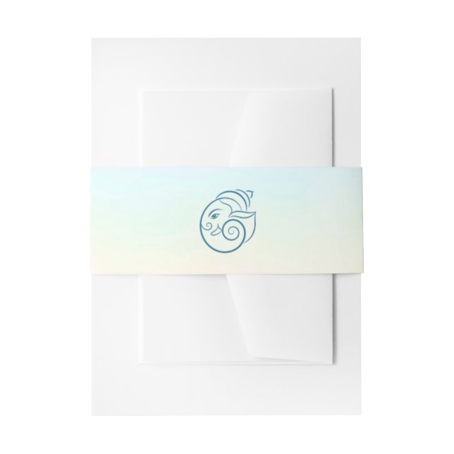 Elegant Blue Peacock Floral Wedding Invitation Belly Band (Front Example)