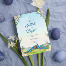 Elegant Blue Peacock Floral Wedding Theme