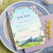 Elegant Blue Peacock Floral Wedding Theme