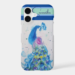 Elegant Blue Peacock Watercolour Thank You