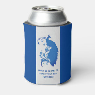 Elegant Blue Peacock Wedding Suite - Can Cooler