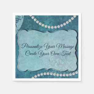 Elegant Blue Pearls Personalise Special Occasions Napkin