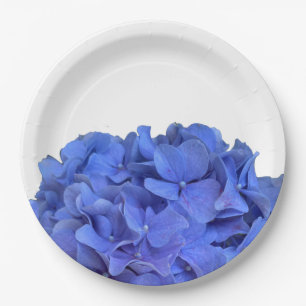 Elegant Blue periwinkle elegant floral hydrangeas Paper Plate