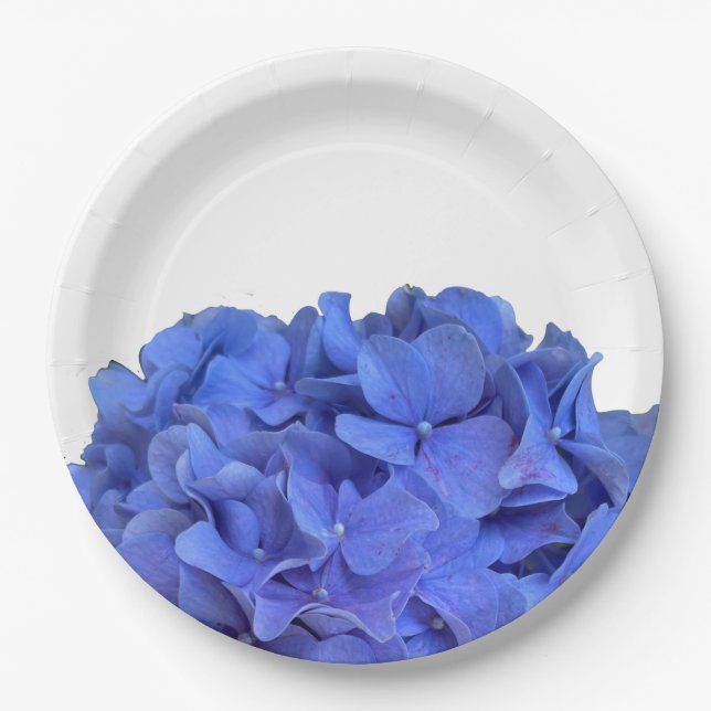 Elegant Blue periwinkle elegant floral hydrangeas  Paper Plate (Front)