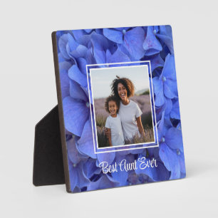 Elegant blue periwinkle floral Best Aunt Ever Plaque