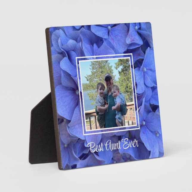 Elegant blue periwinkle floral Best Aunt Ever  Plaque (Front)