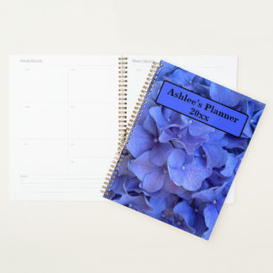 Elegant Blue periwinkle floral hydrangeas Planner