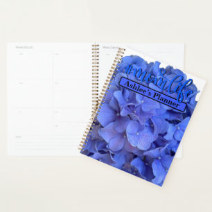 Elegant Blue periwinkle floral hydrangeas Planner